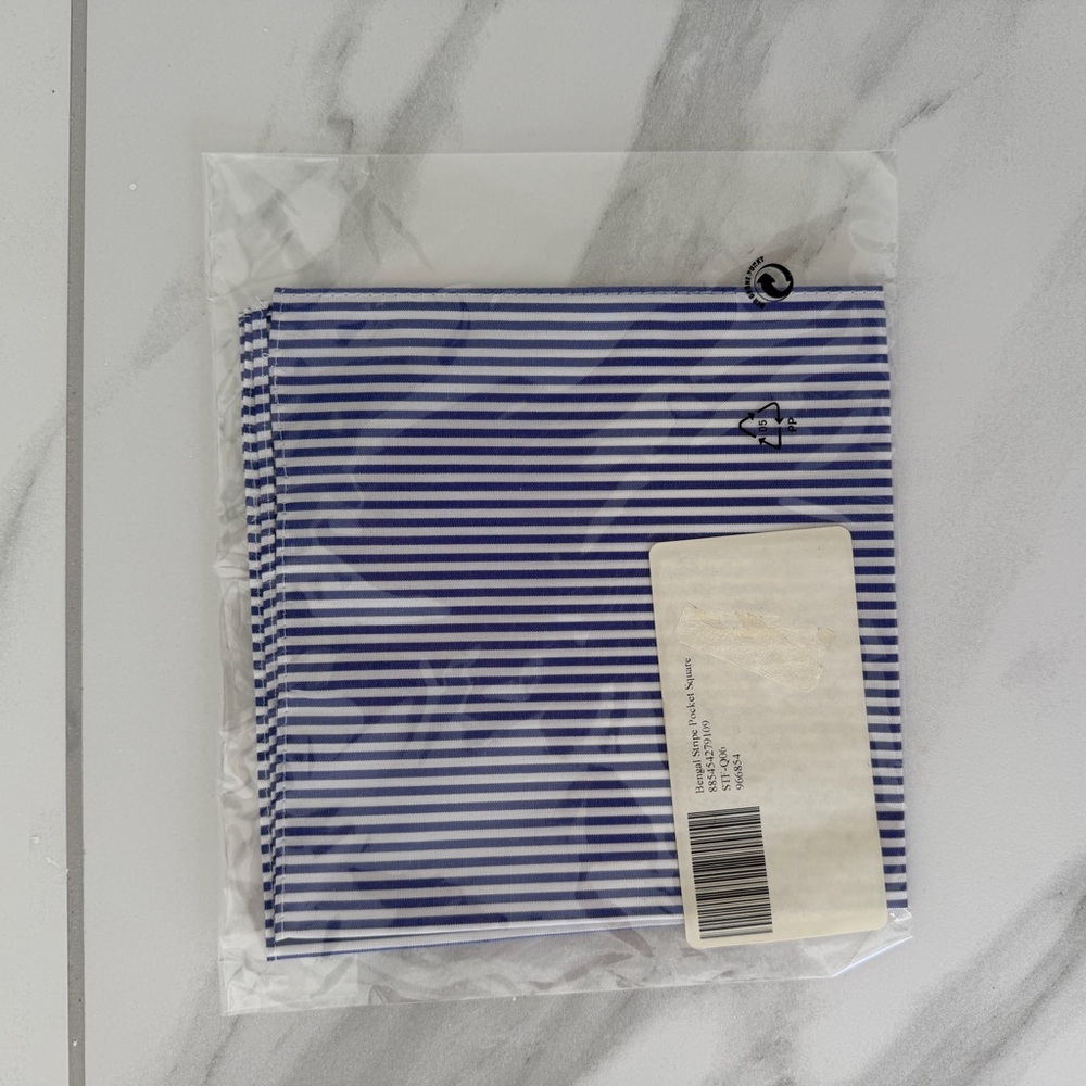 Blue and White Striped pocket square